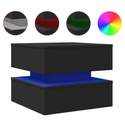vidaXL Mesa de centro con luces LED 50x50x40 cm Negro Discount