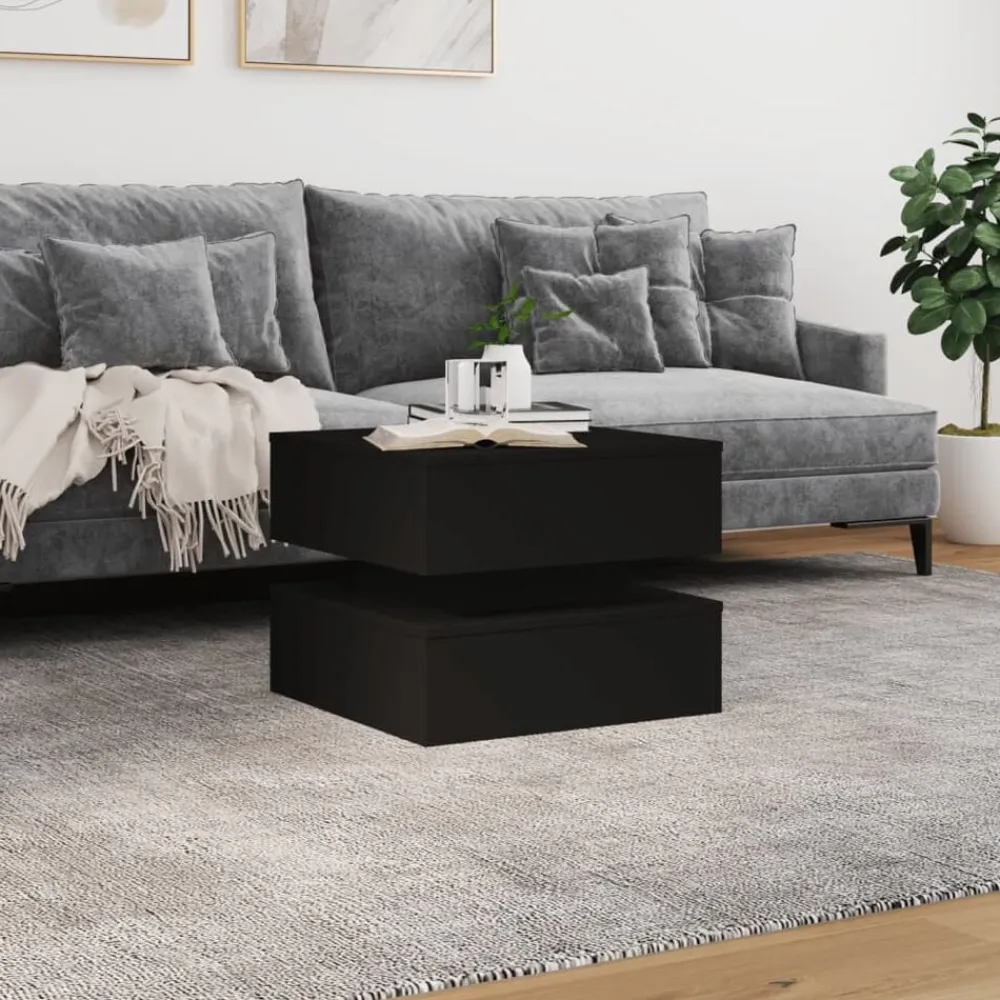 vidaXL Mesa de centro con luces LED 50x50x40 cm Negro Discount