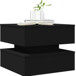 vidaXL Mesa de centro con luces LED 50x50x40 cm Negro Discount