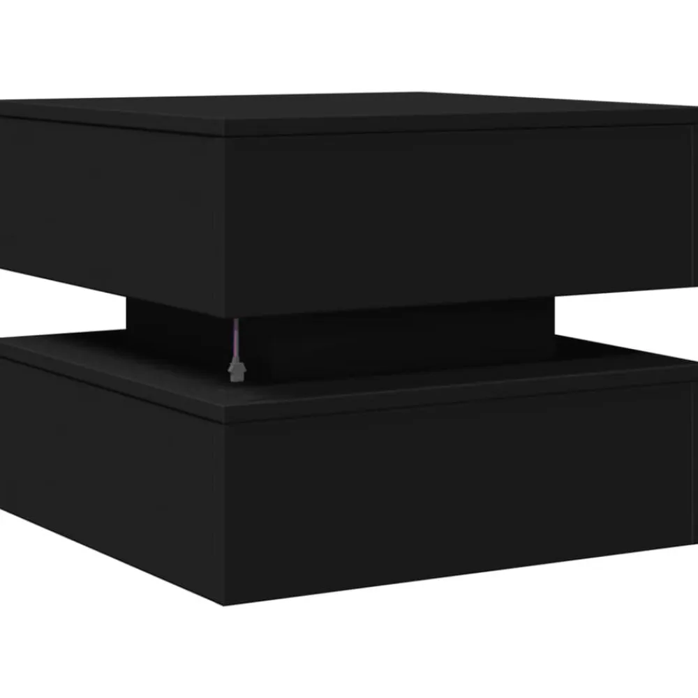 vidaXL Mesa de centro con luces LED 50x50x40 cm Negro Discount