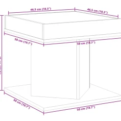 vidaXL Mesas-Mesa de centro con luz LED madera ingeniería negra 50x50x45 cm