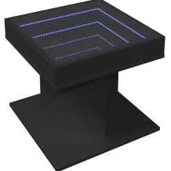 vidaXL Mesas-Mesa de centro con luz LED madera ingeniería negra 50x50x45 cm