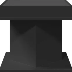 vidaXL Mesas-Mesa de centro con luz LED madera ingeniería negra 50x50x45 cm