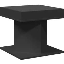 vidaXL Mesas-Mesa de centro con luz LED madera ingeniería negra 50x50x45 cm