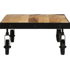 vidaXL Mesa de centro con ruedas madera maciza de mango 100x55x26 cm Online
