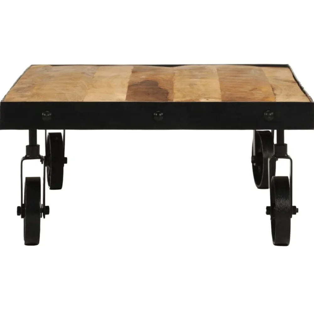 vidaXL Mesa de centro con ruedas madera maciza de mango 100x55x26 cm Online