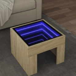 vidaXL Mesa de centro con Infinity LED 40x40x30 cm Roble Sonoma