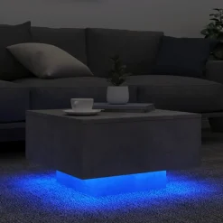 vidaXL Mesas-Mesa de centro con luces LED gris hormigón 55x55x31 cm