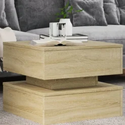 vidaXL Mesa de centro con luces LED 50x50x40 cm Roble Sonoma Clearance