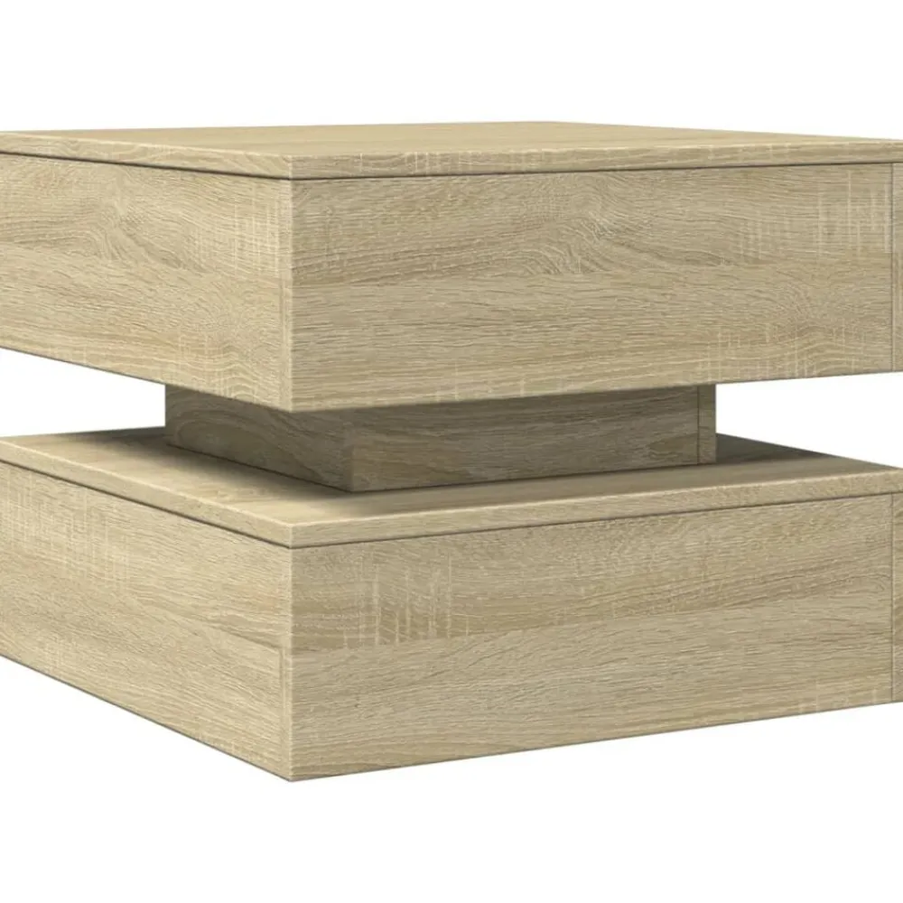 vidaXL Mesa de centro con luces LED 50x50x40 cm Roble Sonoma Clearance