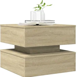 vidaXL Mesa de centro con luces LED 50x50x40 cm Roble Sonoma Clearance