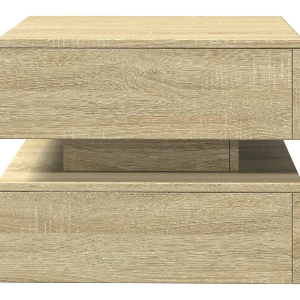 vidaXL Mesa de centro con luces LED 50x50x40 cm Roble Sonoma Clearance