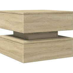 vidaXL Mesa de centro con luces LED 50x50x40 cm Roble Sonoma Clearance