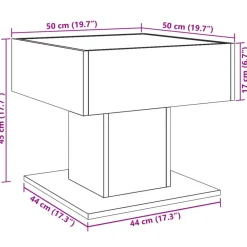 vidaXL Mesa de centro con luz LED madera ingeniería blanca 50x50x45 cm Blanco Best