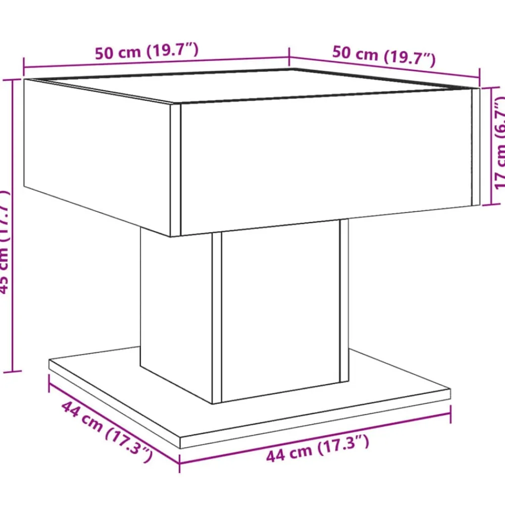 vidaXL Mesa de centro con luz LED madera ingeniería blanca 50x50x45 cm Blanco Best