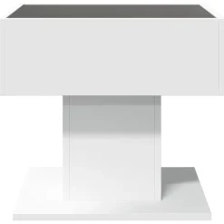 vidaXL Mesa de centro con luz LED madera ingeniería blanca 50x50x45 cm Blanco Best
