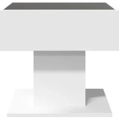 vidaXL Mesa de centro con luz LED madera ingeniería blanca 50x50x45 cm Blanco Best