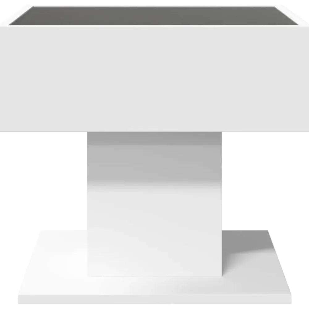 vidaXL Mesa de centro con luz LED madera ingeniería blanca 50x50x45 cm Blanco Best