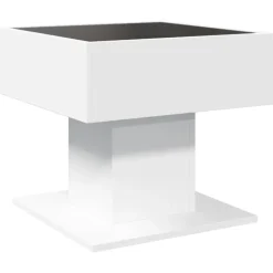vidaXL Mesa de centro con luz LED madera ingeniería blanca 50x50x45 cm Blanco Best