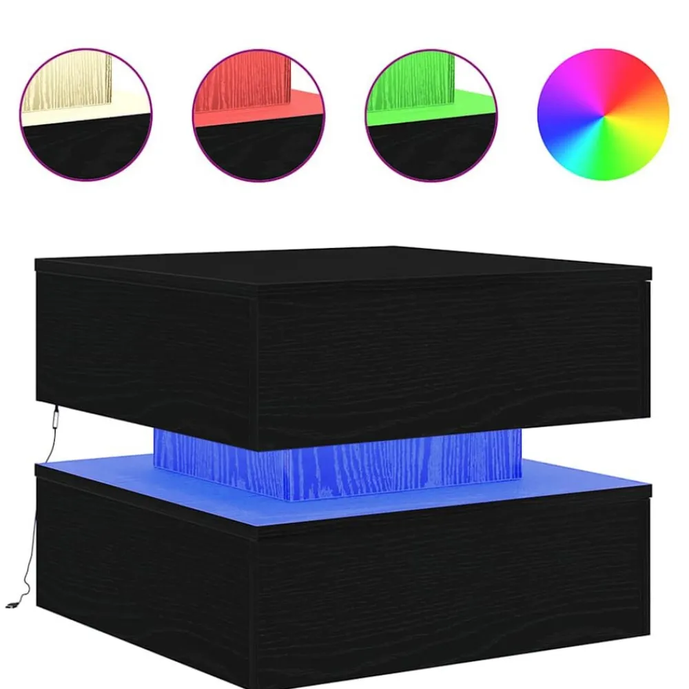 vidaXL Mesas-Mesa de centro con luces LED 50x50x40 cm
