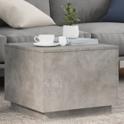 vidaXL Mesa de centro con luces LED gris hormigón 50x50x40 cm Gris hormig&oacute;n Online