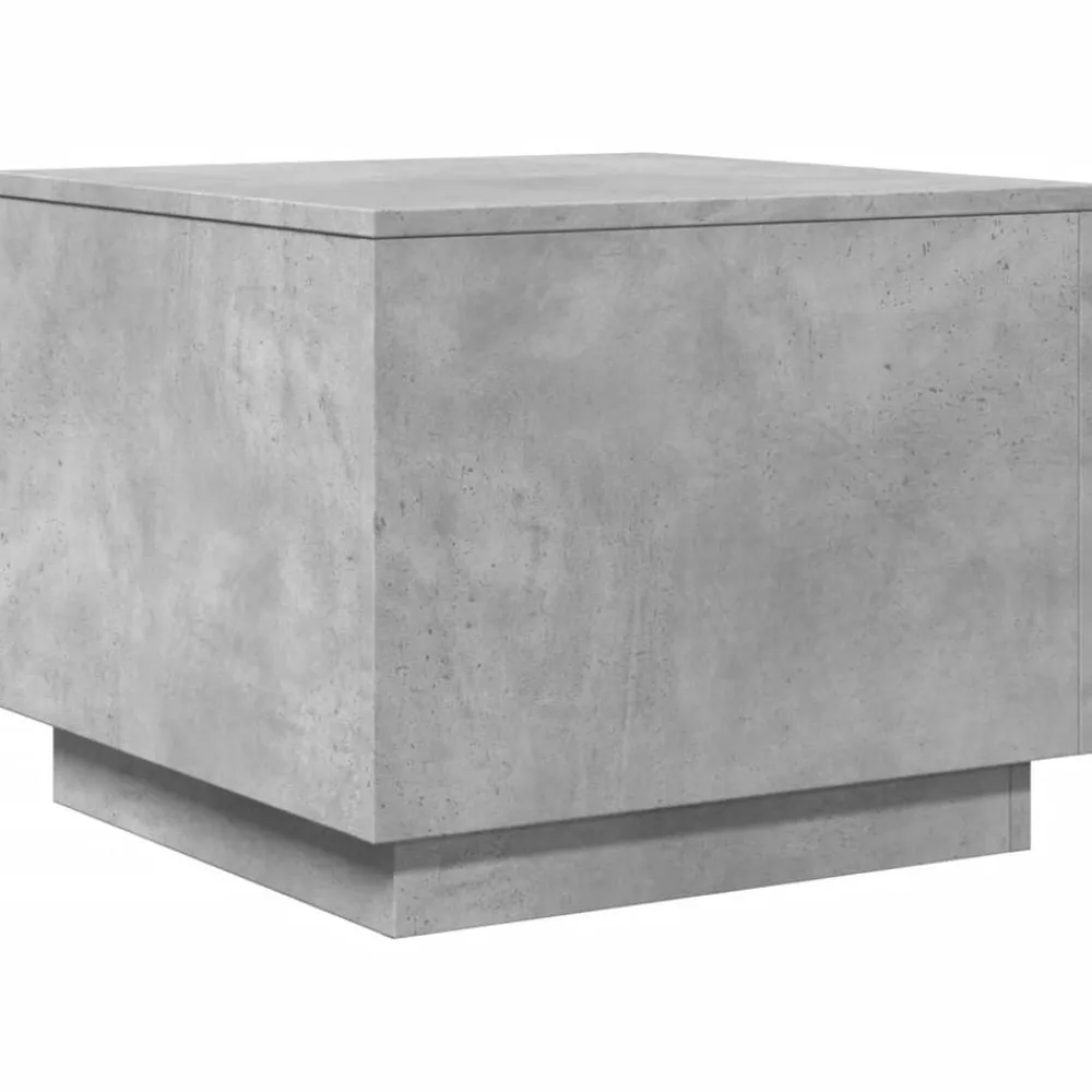 vidaXL Mesa de centro con luces LED gris hormigón 50x50x40 cm Gris hormigón Online