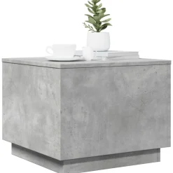 vidaXL Mesa de centro con luces LED gris hormigón 50x50x40 cm Gris hormigón Online