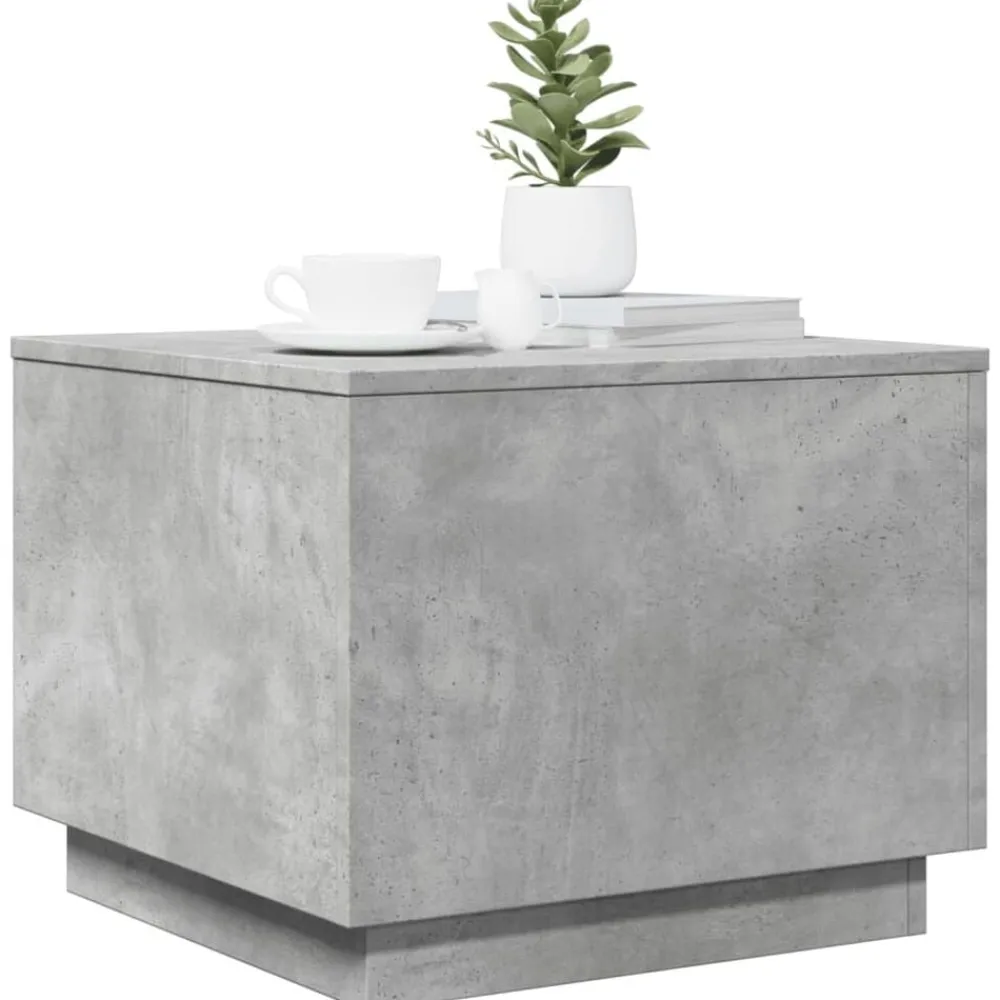 vidaXL Mesa de centro con luces LED gris hormigón 50x50x40 cm Gris hormigón Online