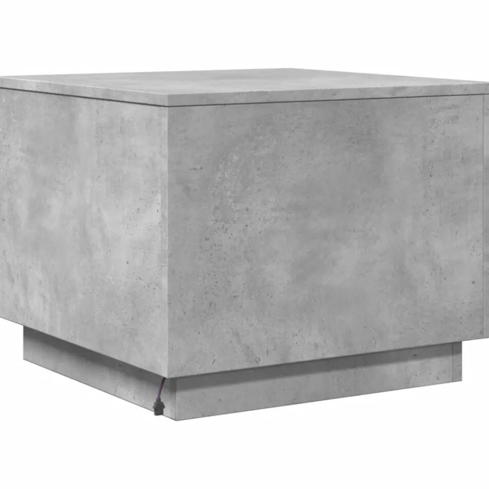 vidaXL Mesa de centro con luces LED gris hormigón 50x50x40 cm Gris hormigón Online