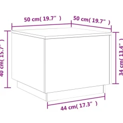 vidaXL Mesa de centro con luces LED marrón roble 50x50x40 cm Marr&oacute;n roble Sale