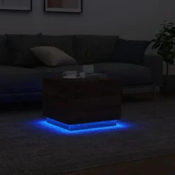 vidaXL Mesa de centro con luces LED marrón roble 50x50x40 cm Marr&oacute;n roble Sale