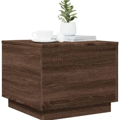 vidaXL Mesa de centro con luces LED marrón roble 50x50x40 cm Marr&oacute;n roble Sale