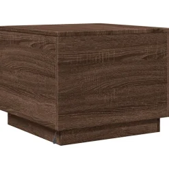 vidaXL Mesa de centro con luces LED marrón roble 50x50x40 cm Marr&oacute;n roble Sale