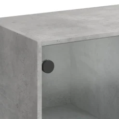vidaXL Mesa de centro con puertas de vidrio grs hormigón 102x50x42 cm Gris hormigón Online