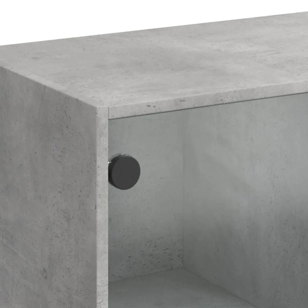 vidaXL Mesa de centro con puertas de vidrio grs hormigón 102x50x42 cm Gris hormigón Online