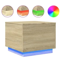 vidaXL Mesas-Mesa de centro con luces LED 50x50x40 cm
