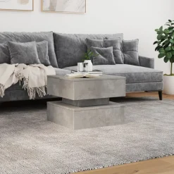 vidaXL Mesa de centro con luces LED gris hormigón 50x50x40 cm Gris hormigón New