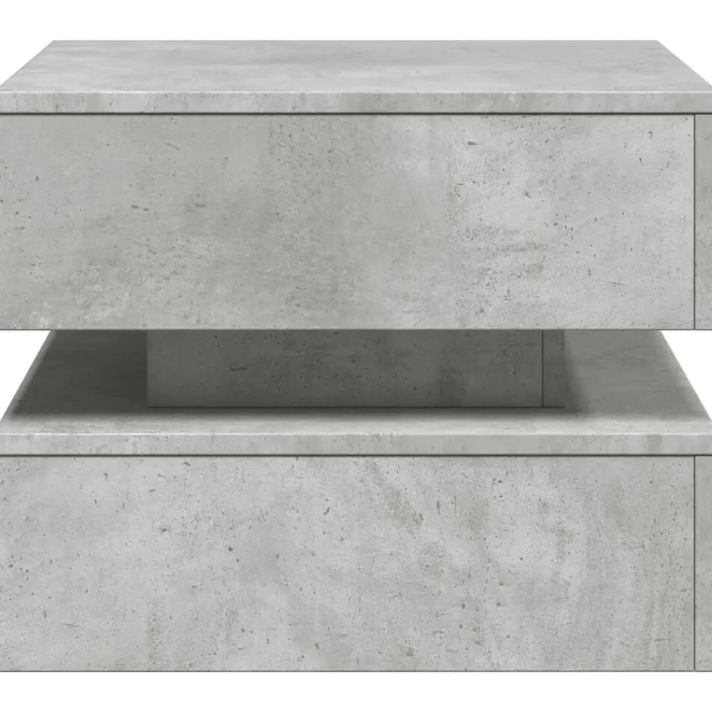 vidaXL Mesa de centro con luces LED gris hormigón 50x50x40 cm Gris hormigón New