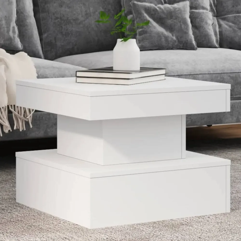 vidaXL Mesa de centro con luces LED 50x50x40 cm Blanco Hot