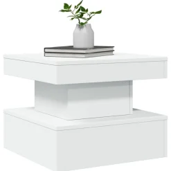 vidaXL Mesa de centro con luces LED 50x50x40 cm Blanco Hot