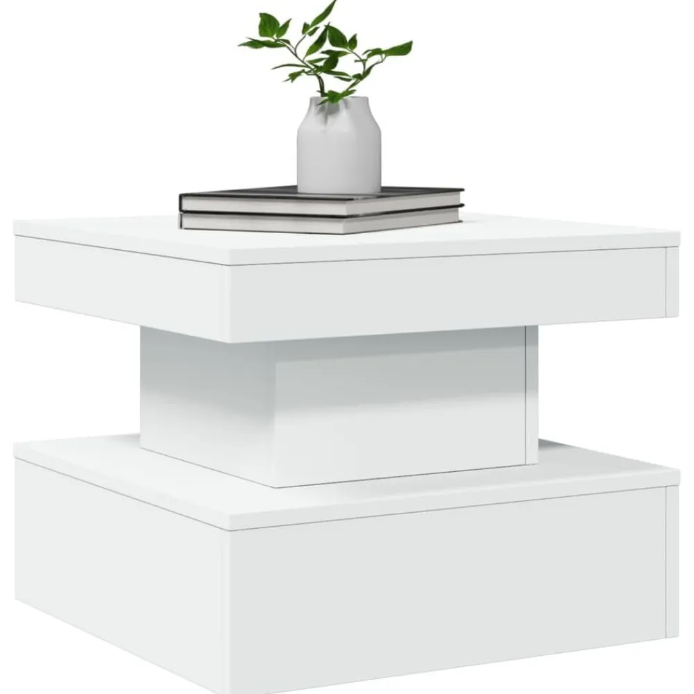 vidaXL Mesa de centro con luces LED 50x50x40 cm Blanco Hot