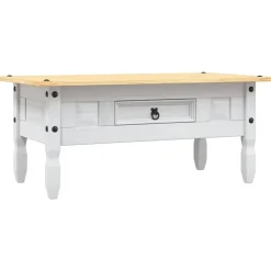 vidaXL Mesa de centro Corona Range pino mexicano 100x55x44 cm Blanco Discount