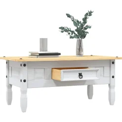 vidaXL Mesa de centro Corona Range pino mexicano 100x55x44 cm Blanco Discount