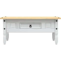 vidaXL Mesa de centro Corona Range pino mexicano 100x55x44 cm Blanco Discount