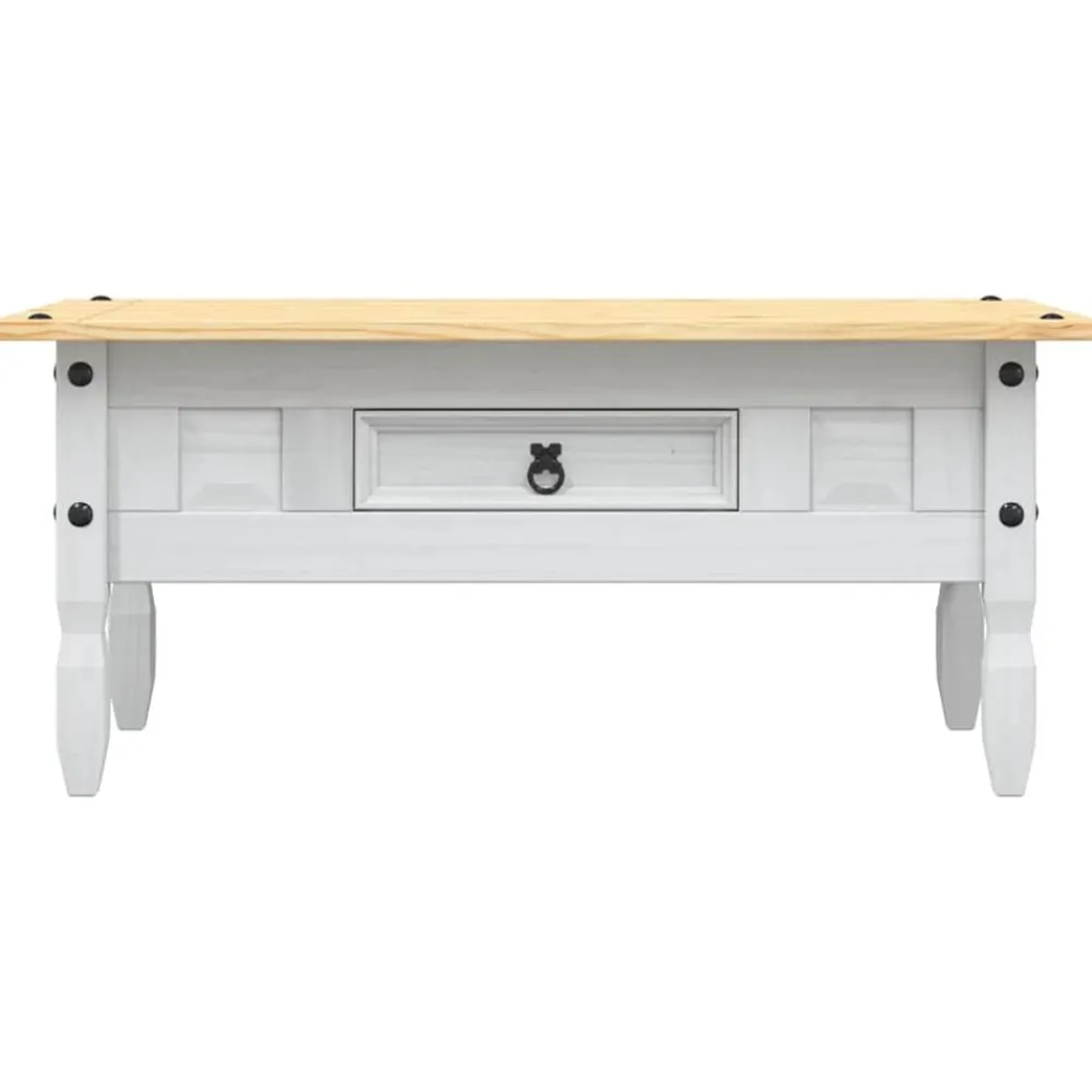 vidaXL Mesa de centro Corona Range pino mexicano 100x55x44 cm Blanco Discount