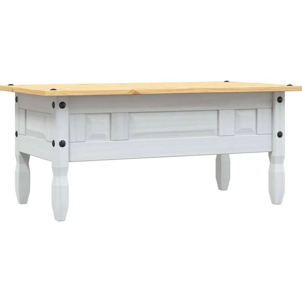 vidaXL Mesa de centro Corona Range pino mexicano 100x55x44 cm Blanco Discount