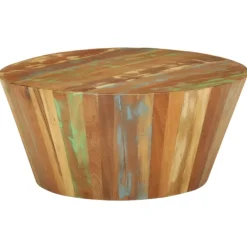 vidaXL Mesa de centro de madera maciza reciclada Ø65x31 cm New
