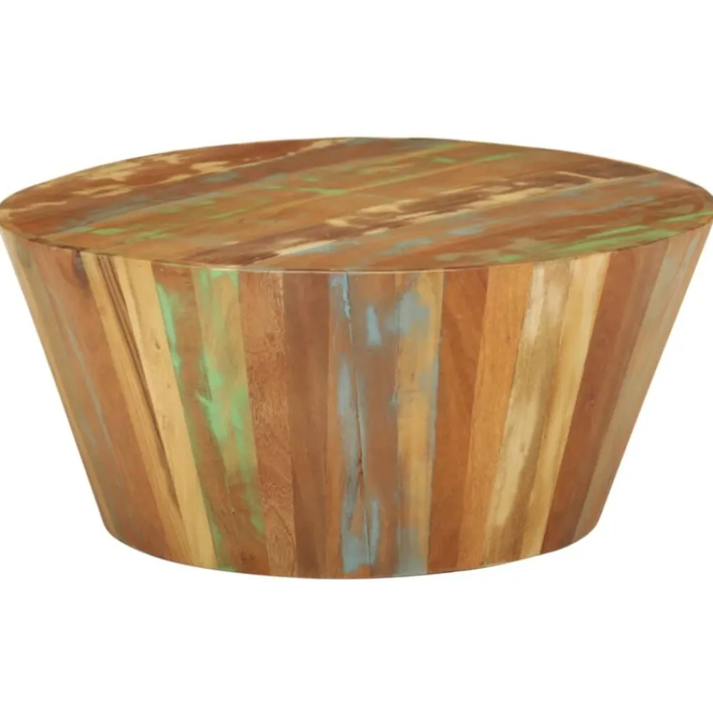 vidaXL Mesa de centro de madera maciza reciclada Ø65x31 cm New