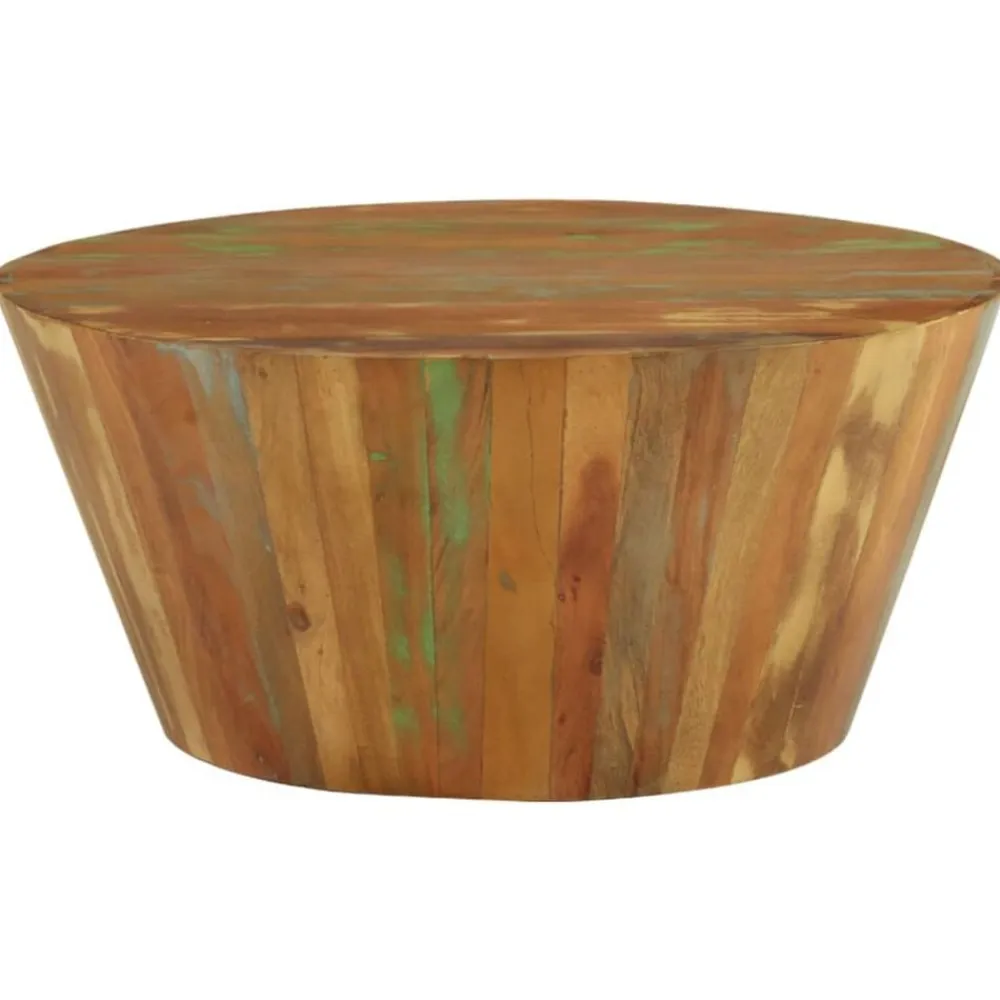 vidaXL Mesa de centro de madera maciza reciclada Ø65x31 cm New