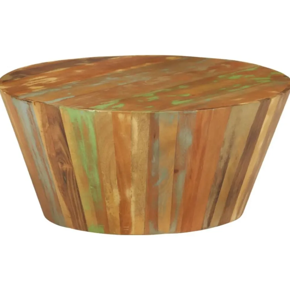 vidaXL Mesa de centro de madera maciza reciclada Ø65x31 cm New